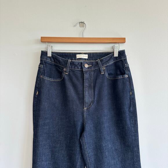 Oliver Logan Russel Denim High Waist Slit Hem Flared Jeans Blue 27 - Picture 4 of 11